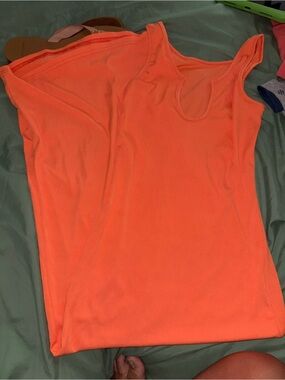 SHEIN Neon Orange Ribbed Scoop Neck Maxi Dress